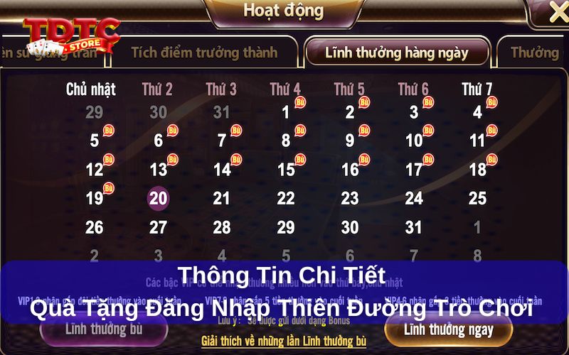 Cách nhận quà tặng đăng nhập Thiên Đường Trò Chơi TDTC